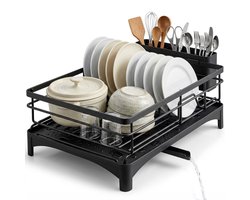 Luft Afdruiprek met Lekbak - Afwasrek - Droogrek voor Afwas - Zwart - Afdruipmat - Druip - Rek -…