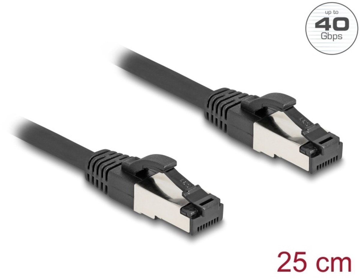 Delock RJ45 Network Cable Cat.8.1 S/FTP 0.25 m up to 40 Gbps black
