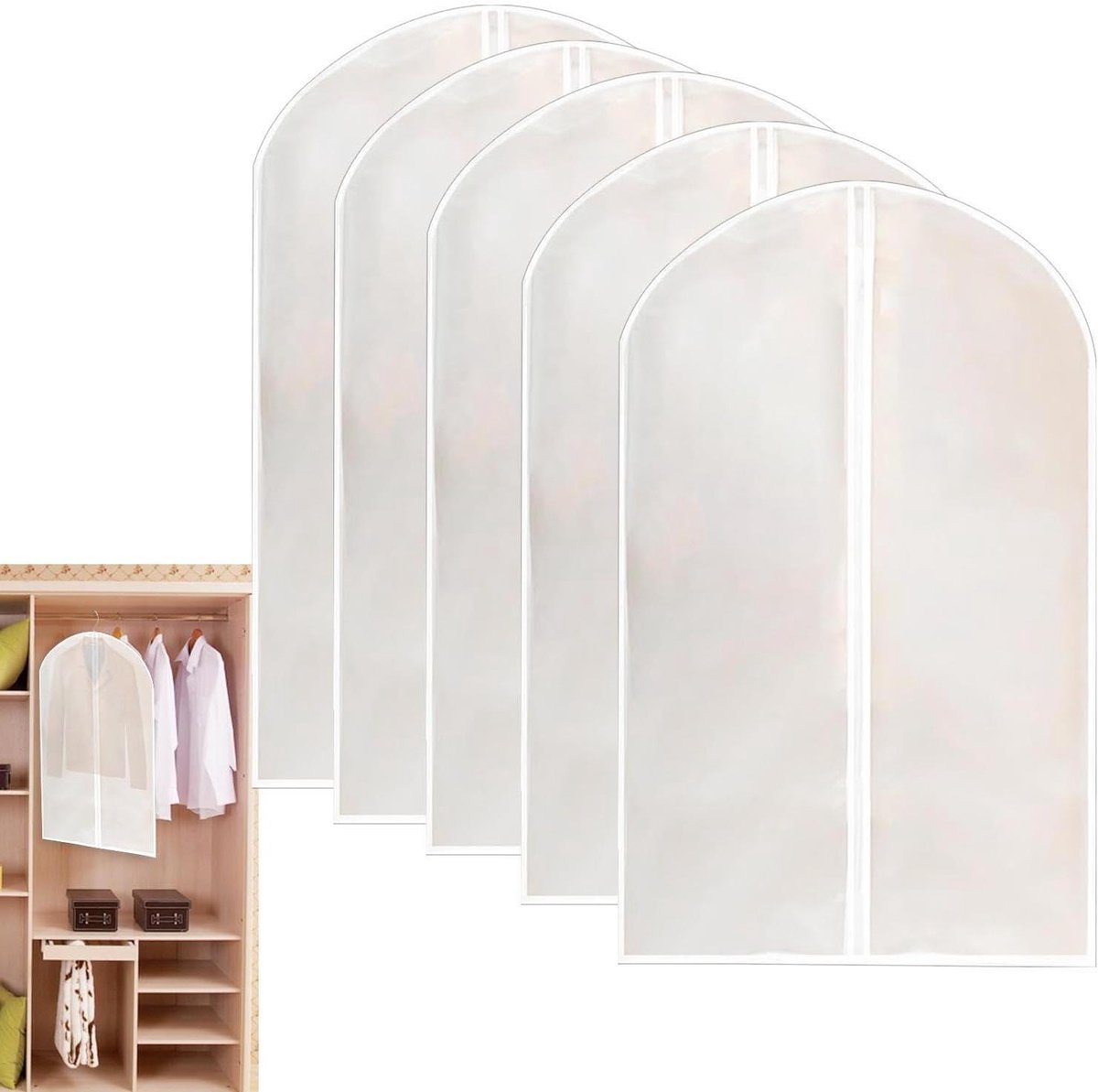 Kledinghoezen Pakken - Kledingbeschermers Hangend - Garderobe Organiseren - Stofvrij Bewaren - 60x100cm - Transparant