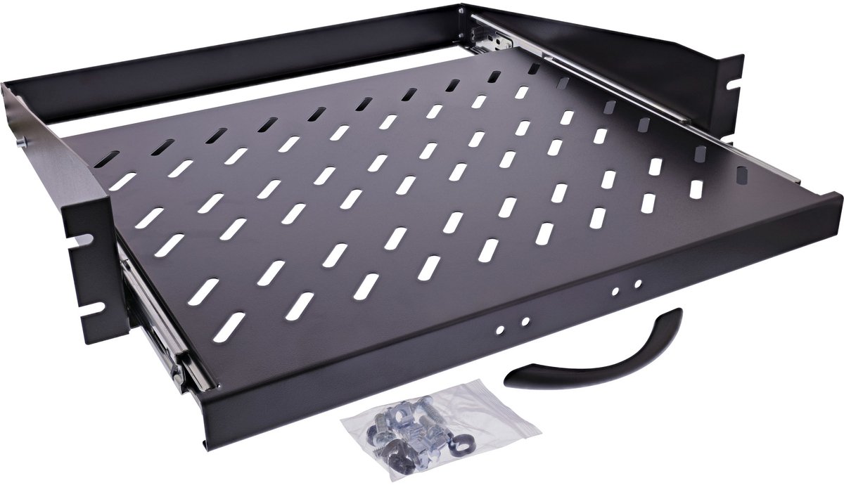 InLine® 19 uitschuifbaar rek, 350mm, 30kg, 2U, RAL 9005 zwart