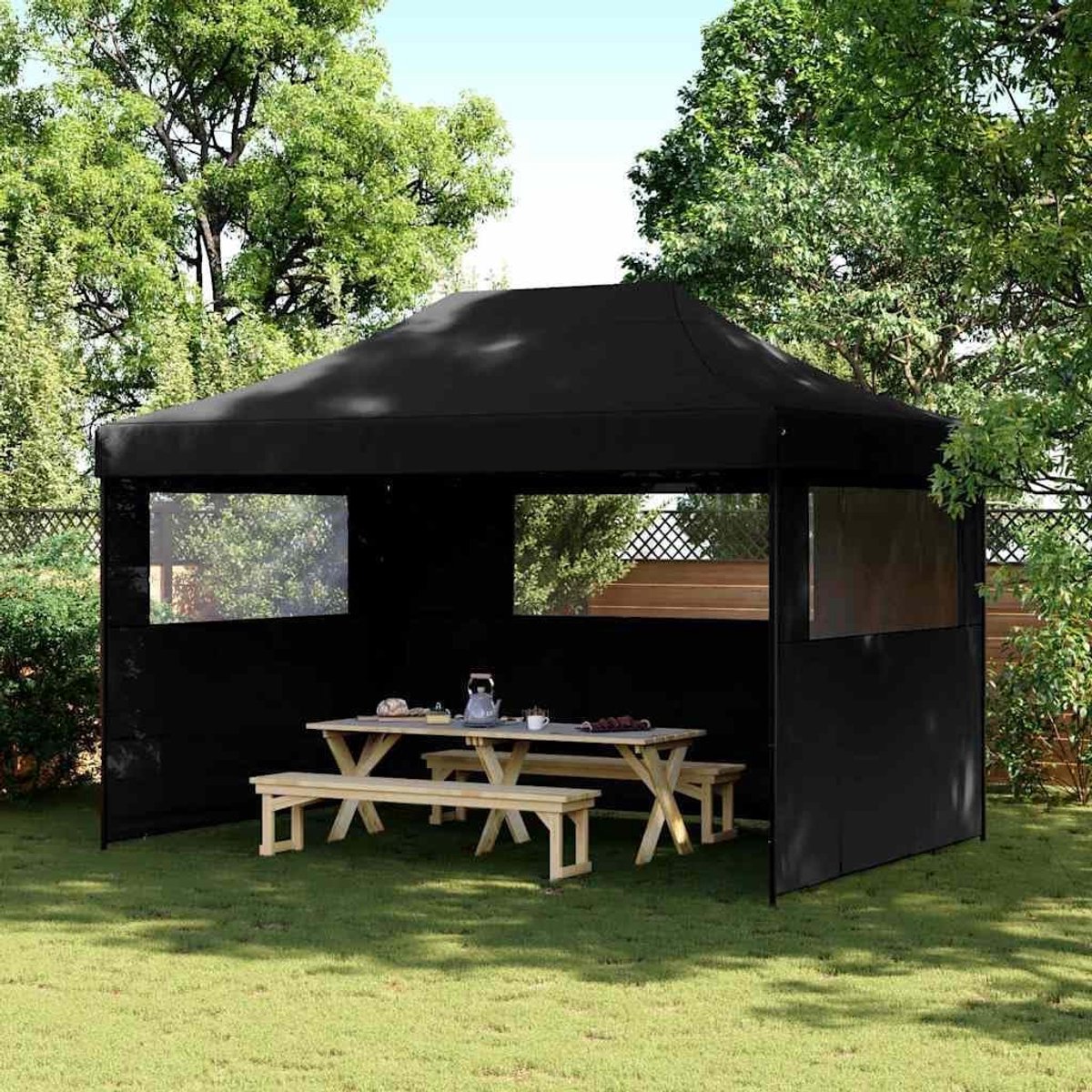 Opvouwbare Partytent - Pop-up Paviljoen - Feestelijke Evenementen - Waterafstotend Oxford Doek - 410 x 279 cm - Zwart