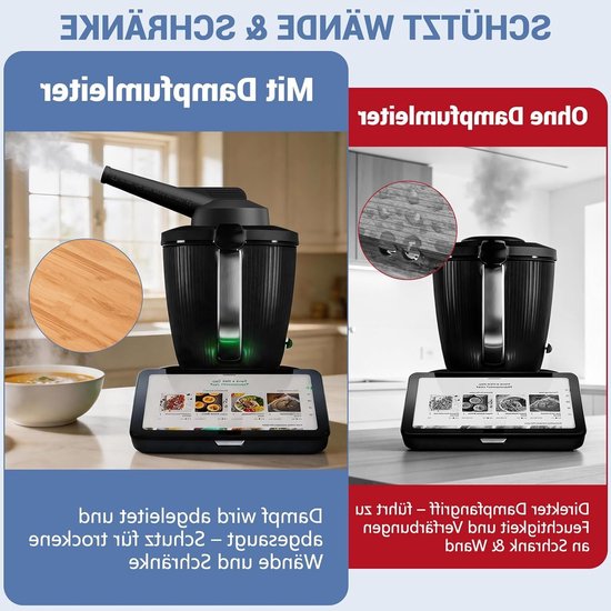 Siliconen stoomemmer met reinigingsborstel voor Thermomix TM7 - Stoomomleiding, stoomafvoer en bescherming voor hangkasten, zwart — afbeelding 3