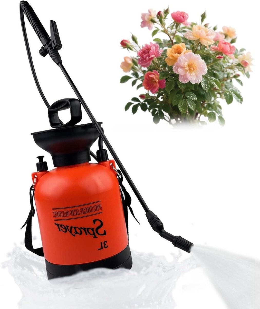 Drukspuit - Tuinsproeier - Planten water geven - Verstelbare straal - 3 Liter - Oranje