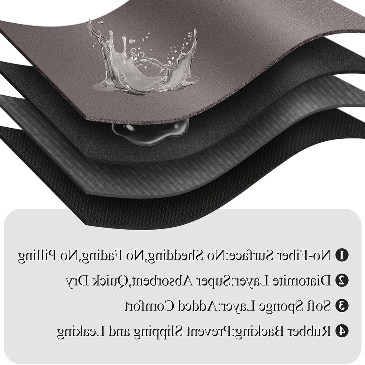 Super Absorberende Badmat van Diatomiet, Sneldrogende Antislip Douchematt, Microvezel Badmat (Donkerbeige, 40x60cm)