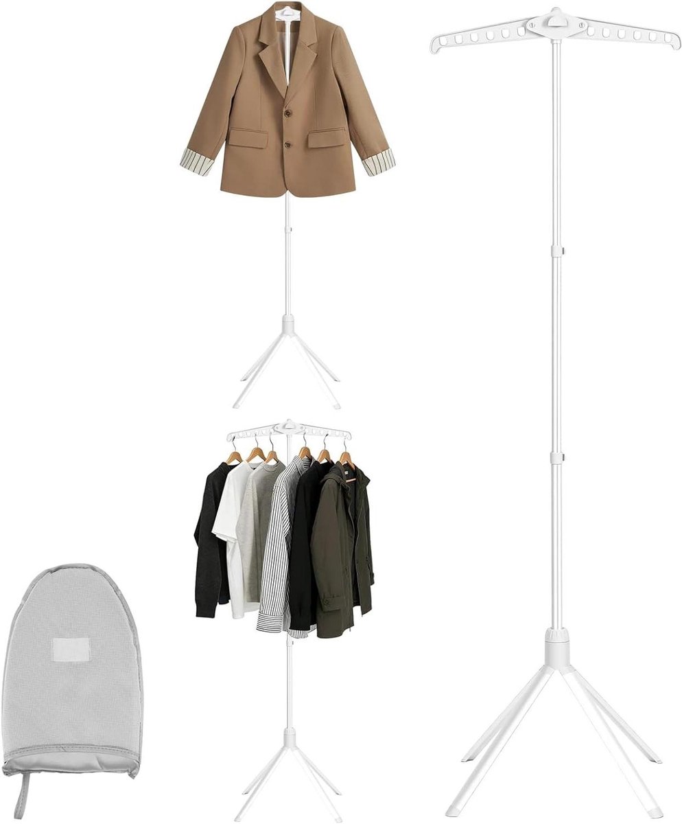 Stoomstandaard Kleding - Strijkrek - Kleding Stomen - 360 Graden Draaibaar - Verstelbaar 74-147 cm - Wit