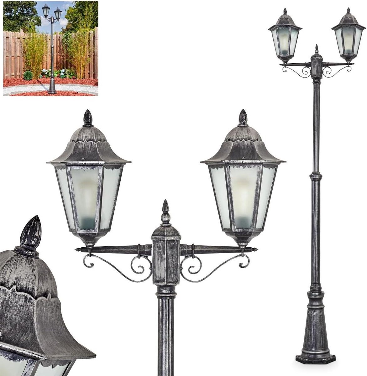Padverlichting Kandelaar - Buitenlamp - Tuin Verlichten - Verstelbaar Ontwerp - 230 cm Hoog - Zwart Zilver