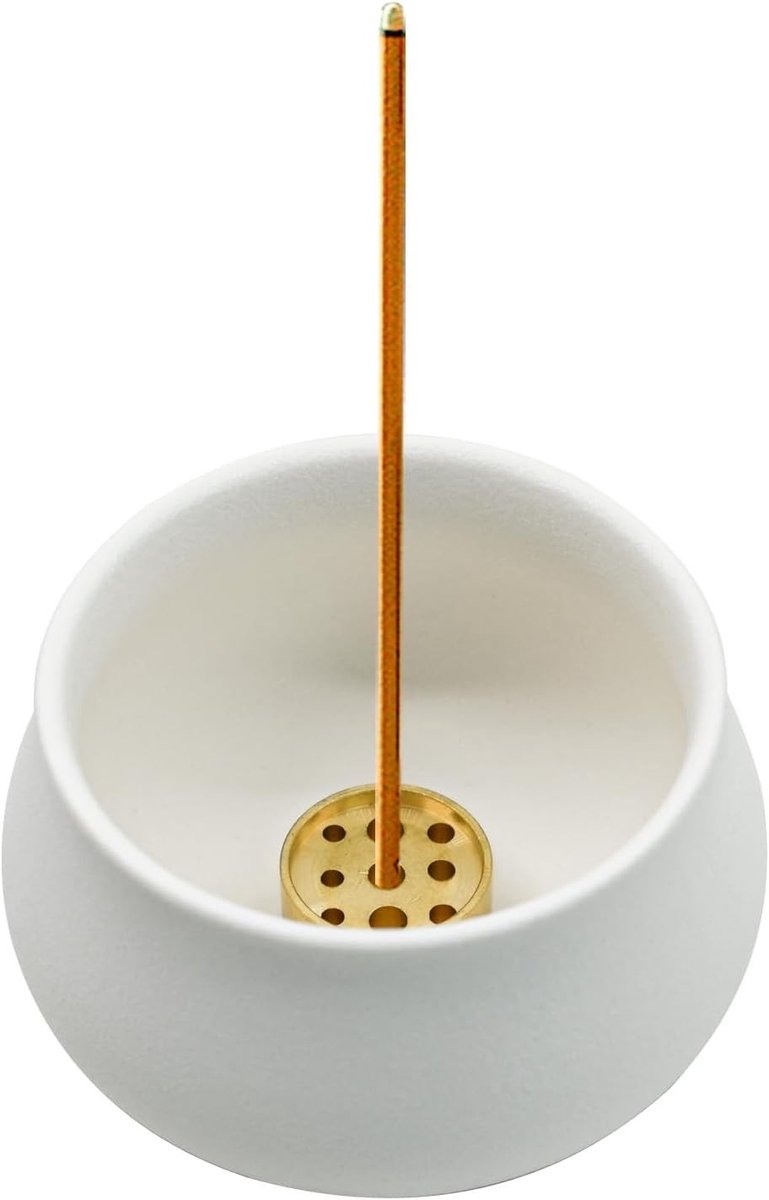 Elegante keramische wierookhouder voor stokjes, asopvangbak met antislip pads voor meditatie, yoga en unieke interieurdecoratie (Wit)