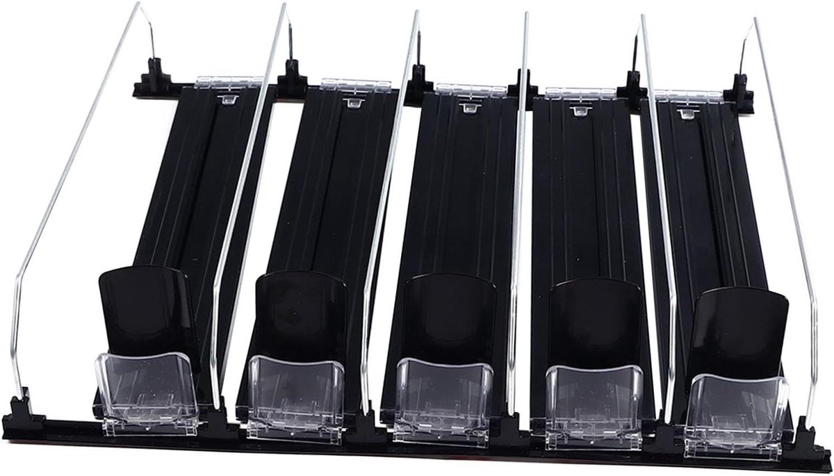 Drankjes Organizer - Blikjes Dispenser - Koelkast Ordenen - Verstelbare Breedte - 5 Rijen - Zwart