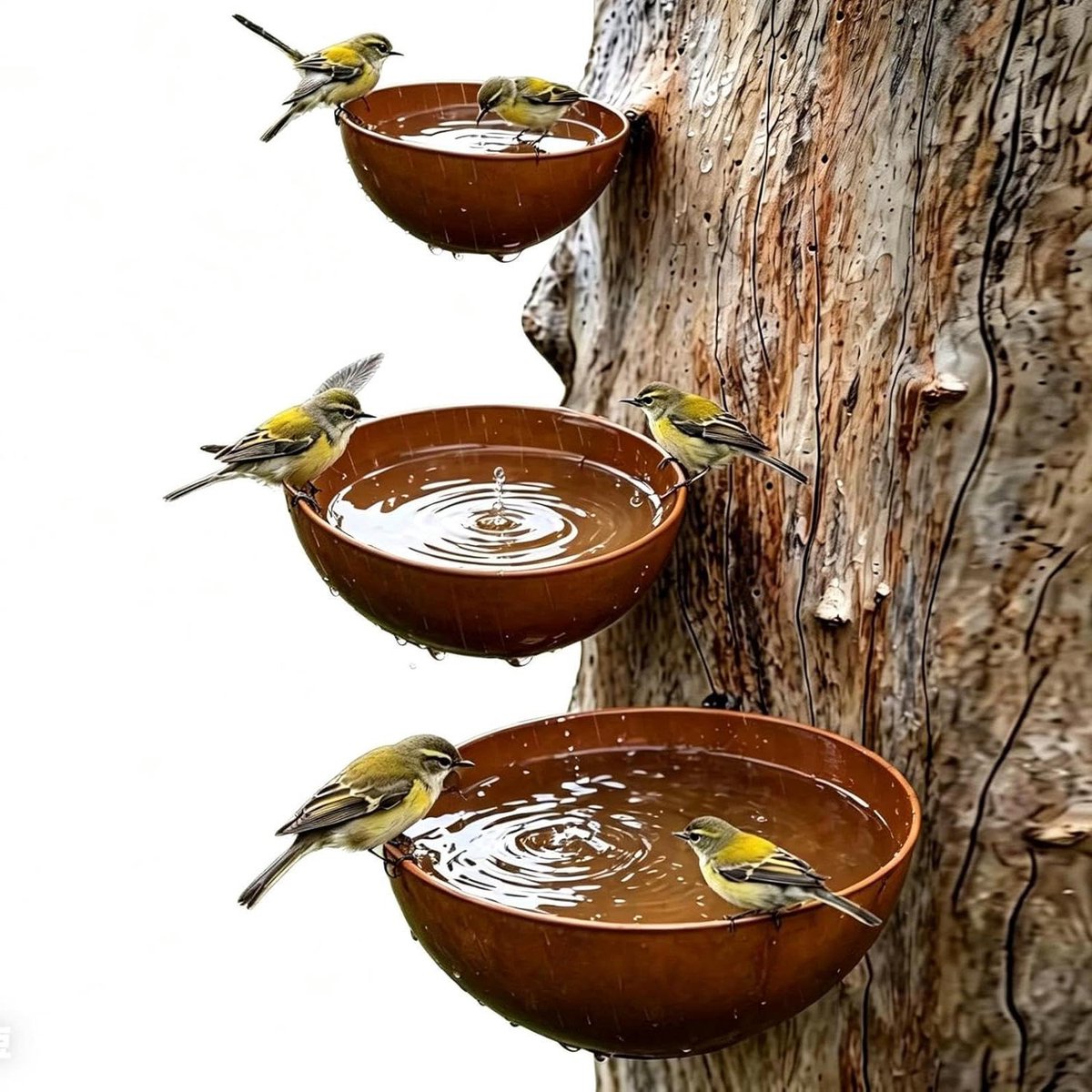 Bak voor buiten - Drinkbak Vogelbad - Tuindecoratie Water geven - Regenwater verzamelaar - 3 stuks - Metaal