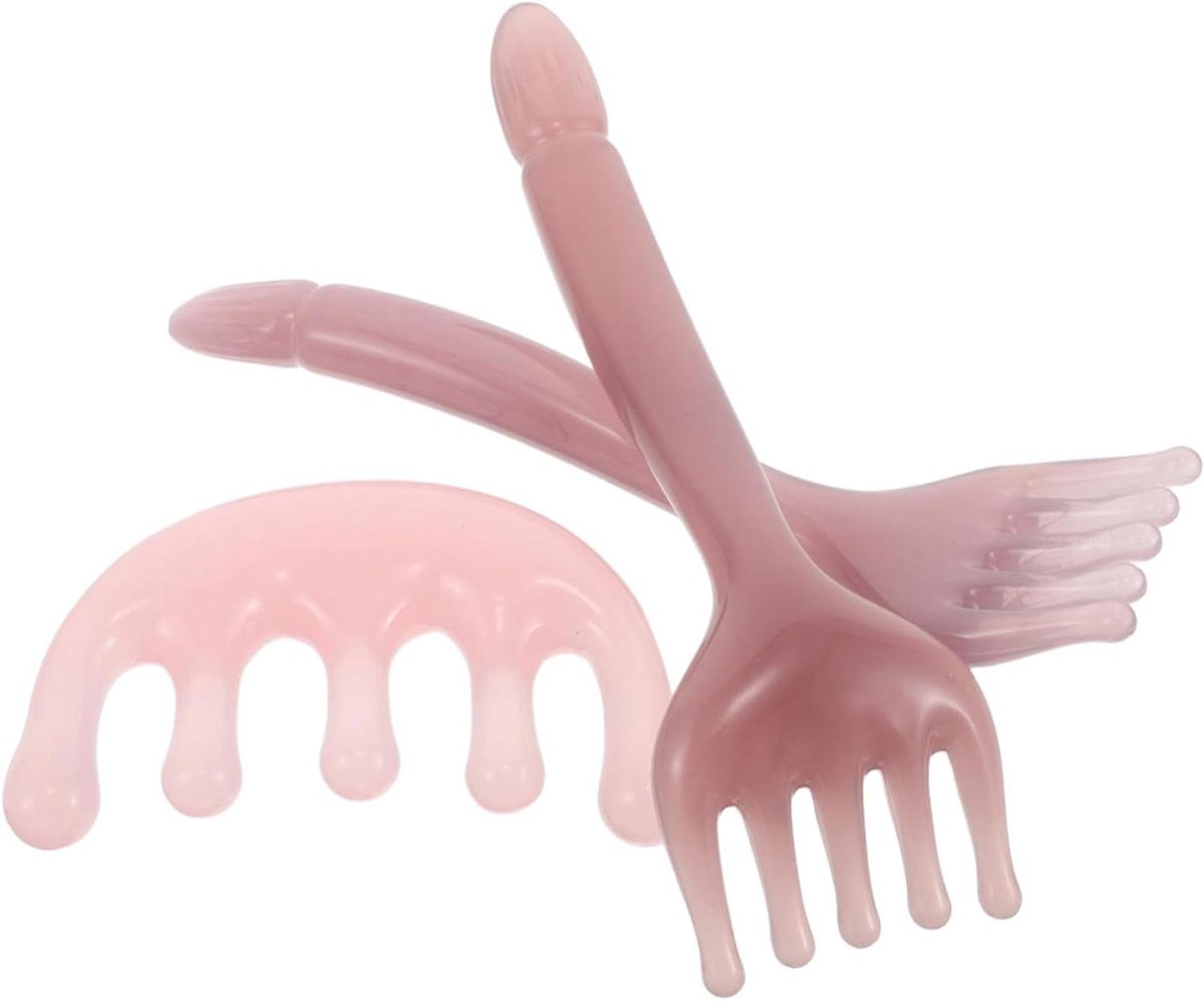 Hoofdmassage Tool - Hoofdhuidkam - Ontspanning Bevorderen - Vijfklauw Ontwerp - 3 Stuks - Roze