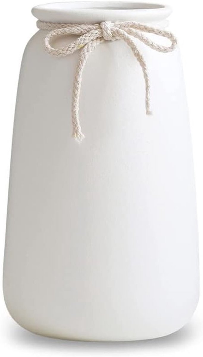 Elegante 20CM Matte Witte Keramische Vaas voor Thuisdecoratie, Perfect voor Bloemen en Pampasgras Centerpieces