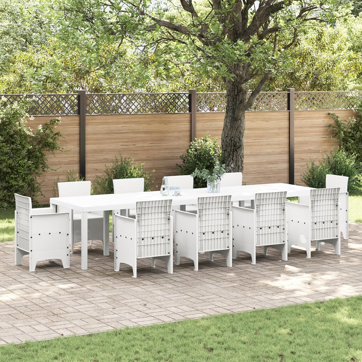 Tuin Koffietafel - Buiten bijzettafel - Terras dineren - Synthetisch plastic materiaal - 100 x 73 cm - Wit