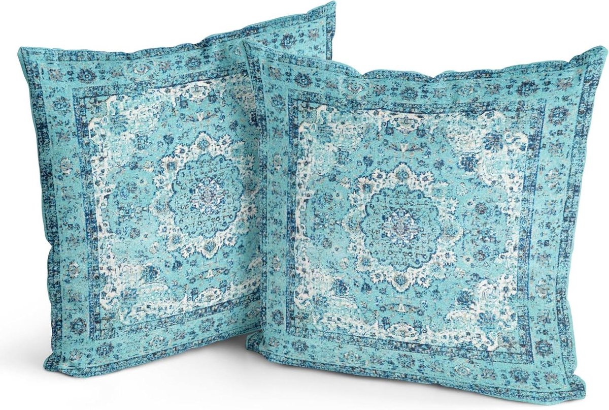 Boho sierkussenslopen, set van 2, deep sky antiek en vintage design, dubbelzijdig patroon,