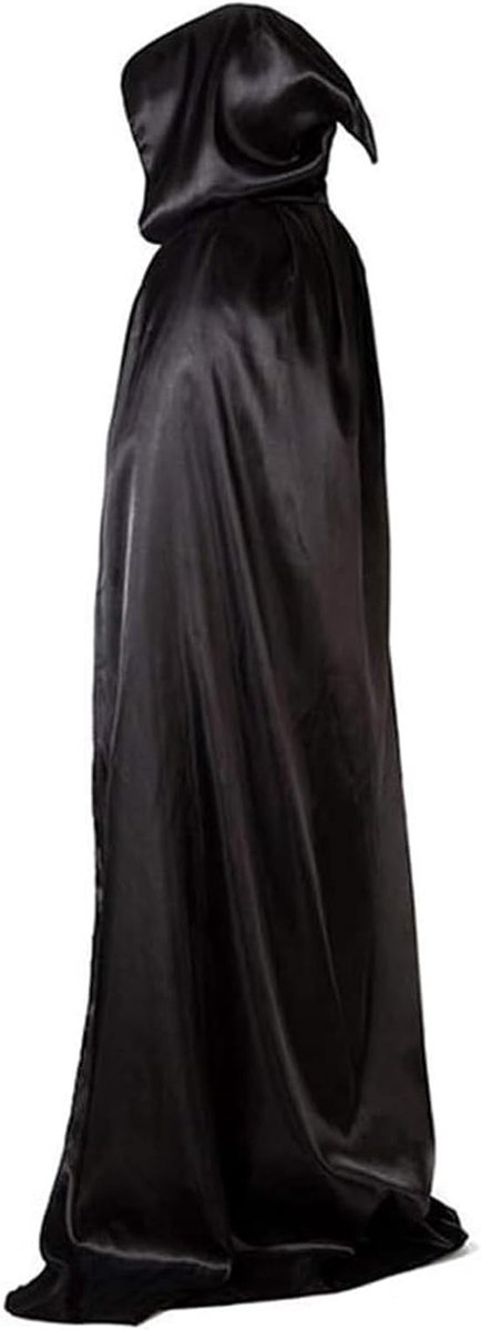 Zwarte Halloween Cape voor Middeleeuws Kostuum - Hoody Kostuum voor Vampiers en Heksen, Perfect voor Carnaval en Themapartijen (130cm)