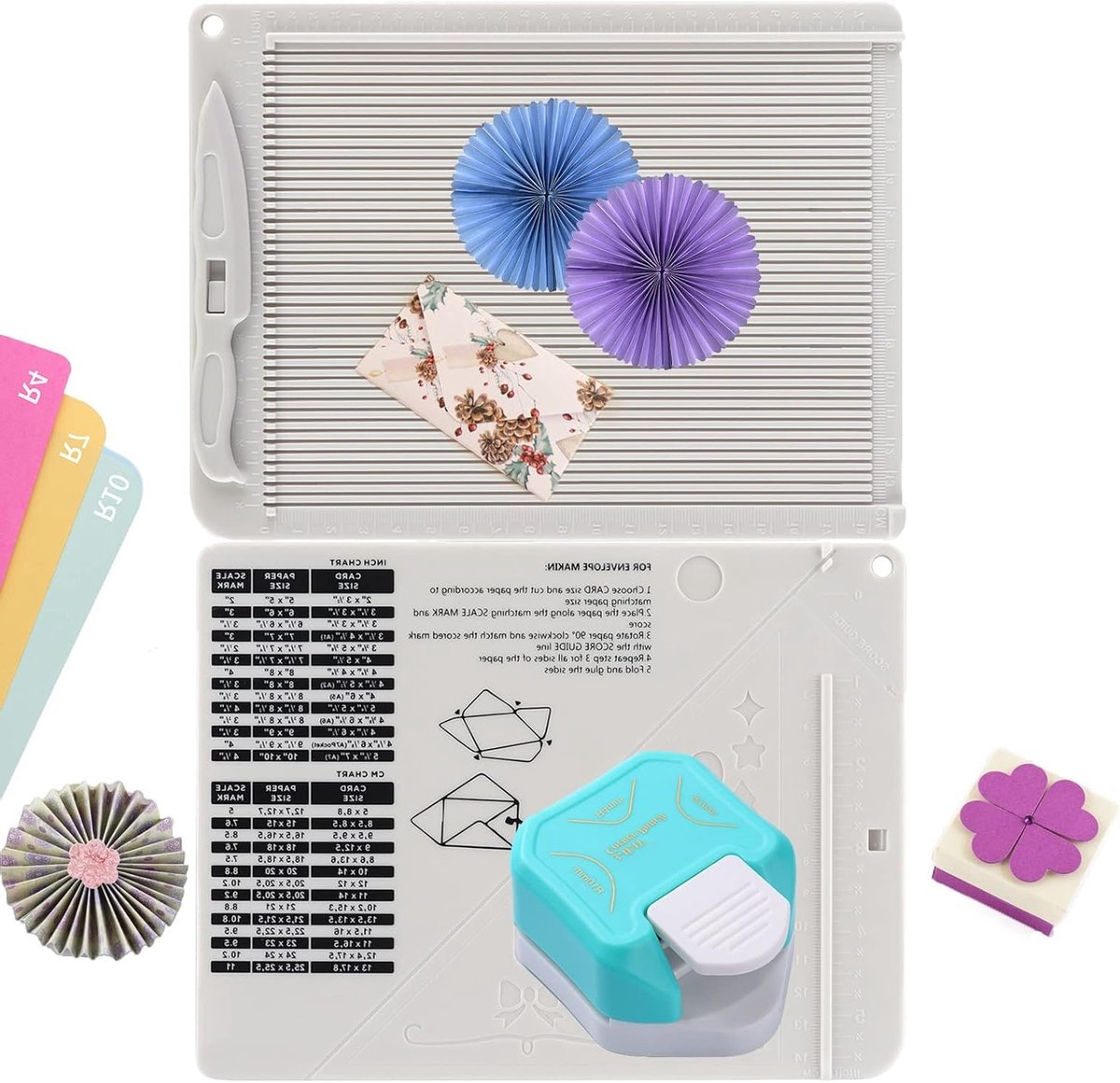 Set van 2 Multifunctionele Scoreborden met Bone Folder en 3-in-1 Hoekpons voor Kaartmaken en DIY Projecten