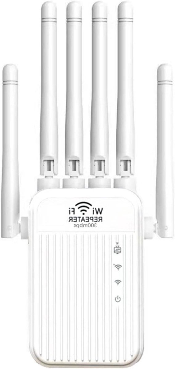 Wifi Versterker - Signaal Booster - Internet Uitbreiden - 6 Antennes Dual Band - 300 Mbps - Wit