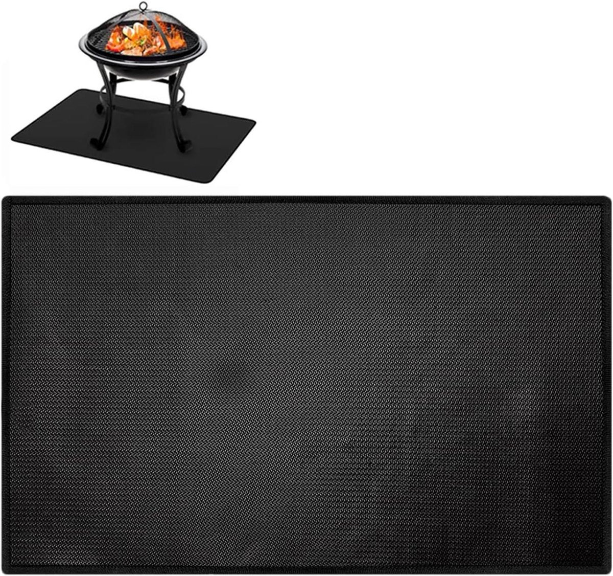 Vuurkorf Mat - Buiten Grill Mat - Terras Beschermen - Hittebestendig Schild - 30x48 inch - Zwart