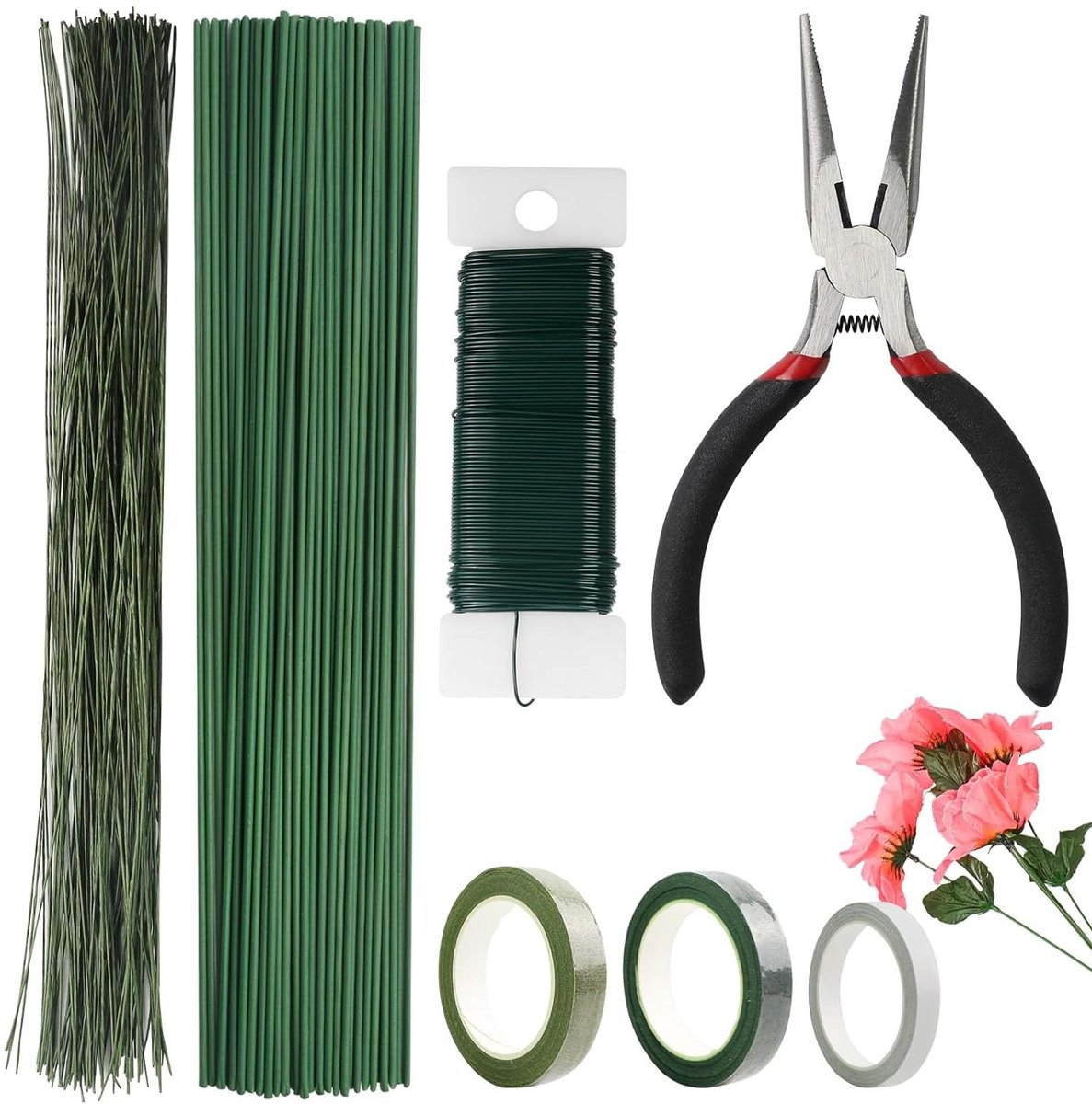 Bloemschikset - Bloemistenbenodigdheden - Boeketten Maken - Compleet met tang - 155 Delen - Groen