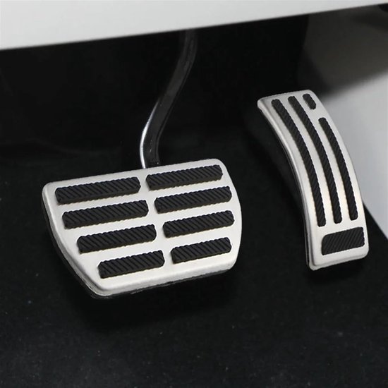 Pedaalhoezen Roestvrijstaal - Auto Interieur - Veilig Rijden - Antislip Ontwerp - AT Modellen - Zilver Zwart — afbeelding 4