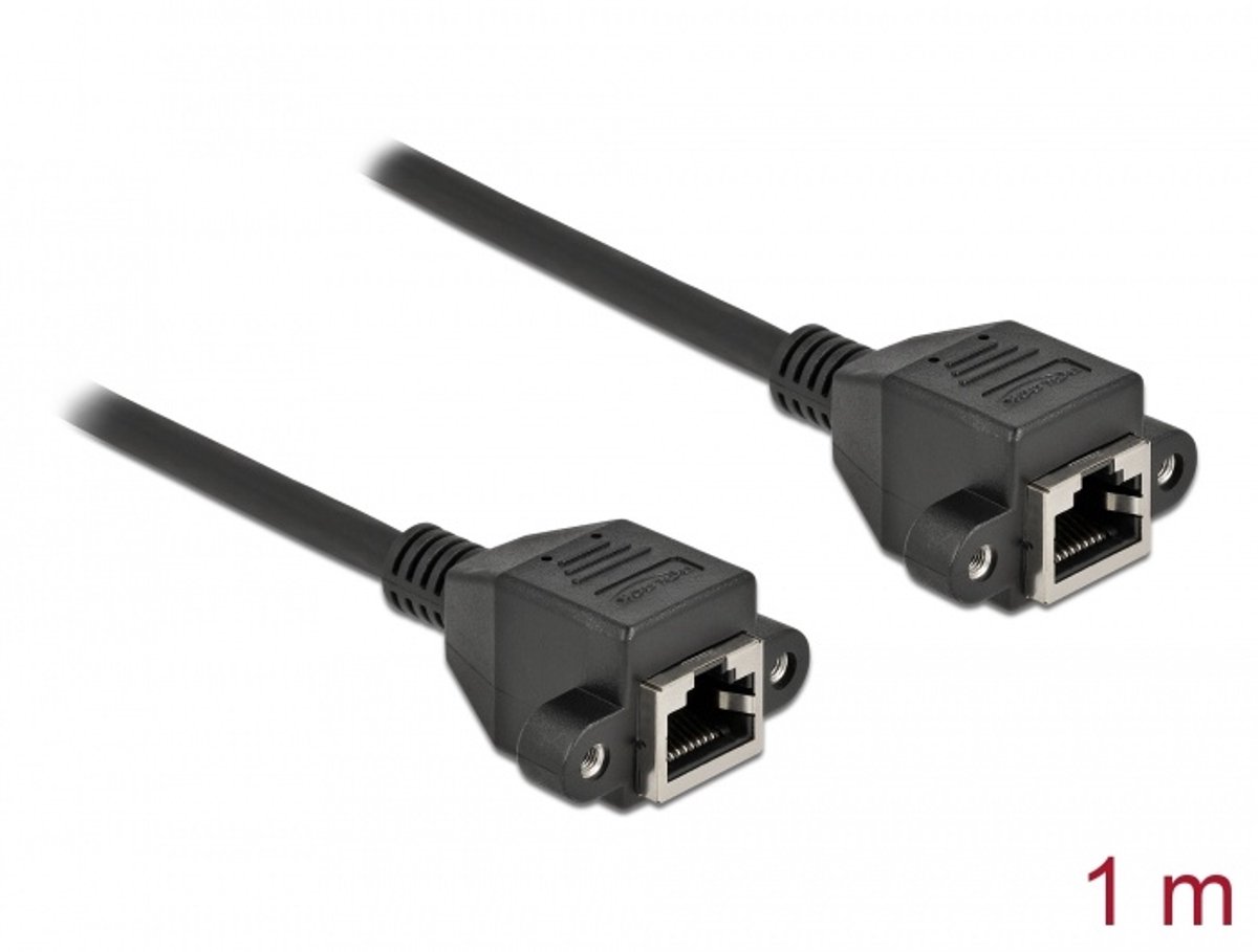 Netwerkextensiekabel S/FTP RJ45 Jack to RJ45 Jack Cat.6A 1 meter Zwart