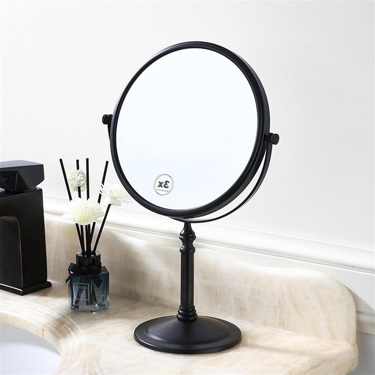 Make-up spiegel - Cosmetische spiegel - Precisie aanbrengen - 360 graden draaibaar - 8 inch - Zwart