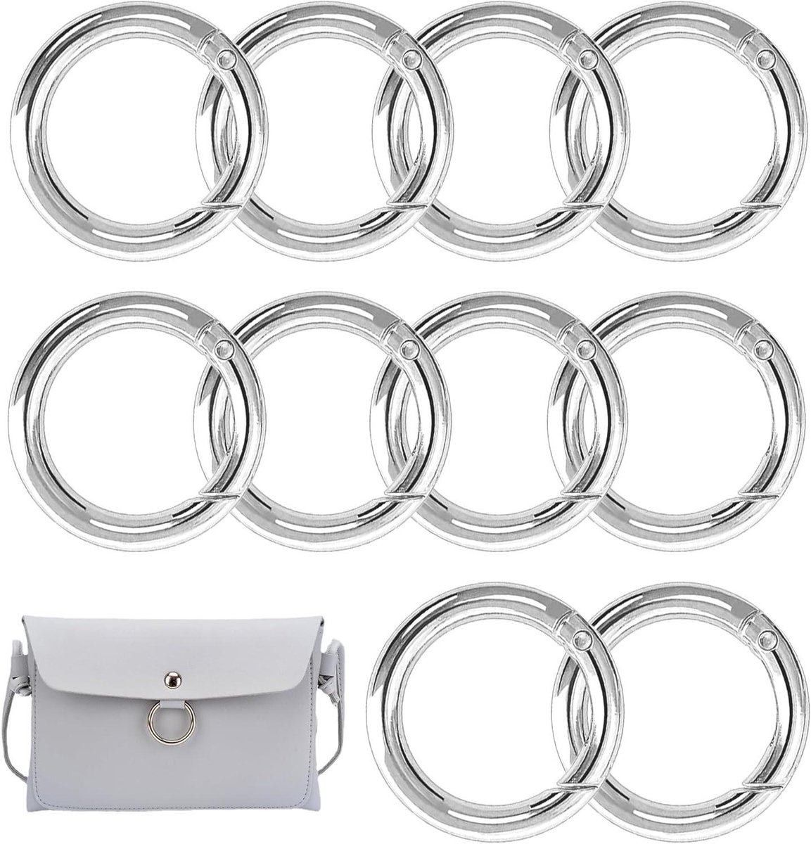 Ronde karabijnhaken - O-ringen - Doe-het-zelf - Robuuste zinklegering - 45 mm - Zilver