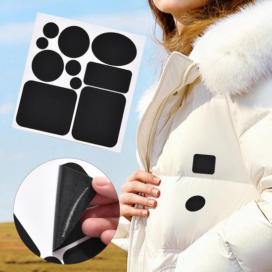 Reparatiepatches Jas - Zelfklevend Nylon - Kleding Repareren - Waterdicht Scheurvast - 142 x 153 cm - Zwart — afbeelding 2