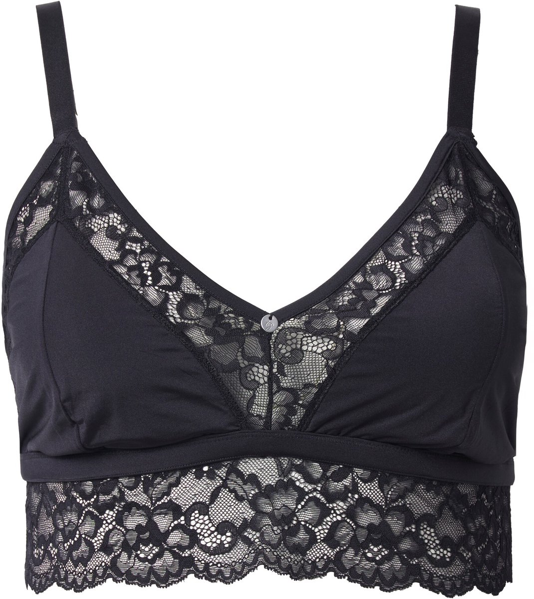 TruYou - Dames - TruYou bralette satijn doorzichtig kant - Zwart - Maat 100C