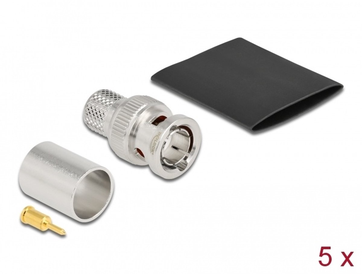 BNC-plug voor het krimpen van RG-11 met bijpassende krimpbuis