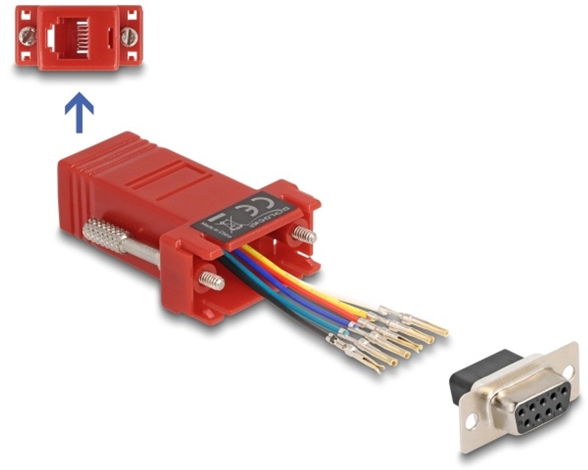 Delock D-Sub 9 pin female to RJ12 female Assembly Kit red