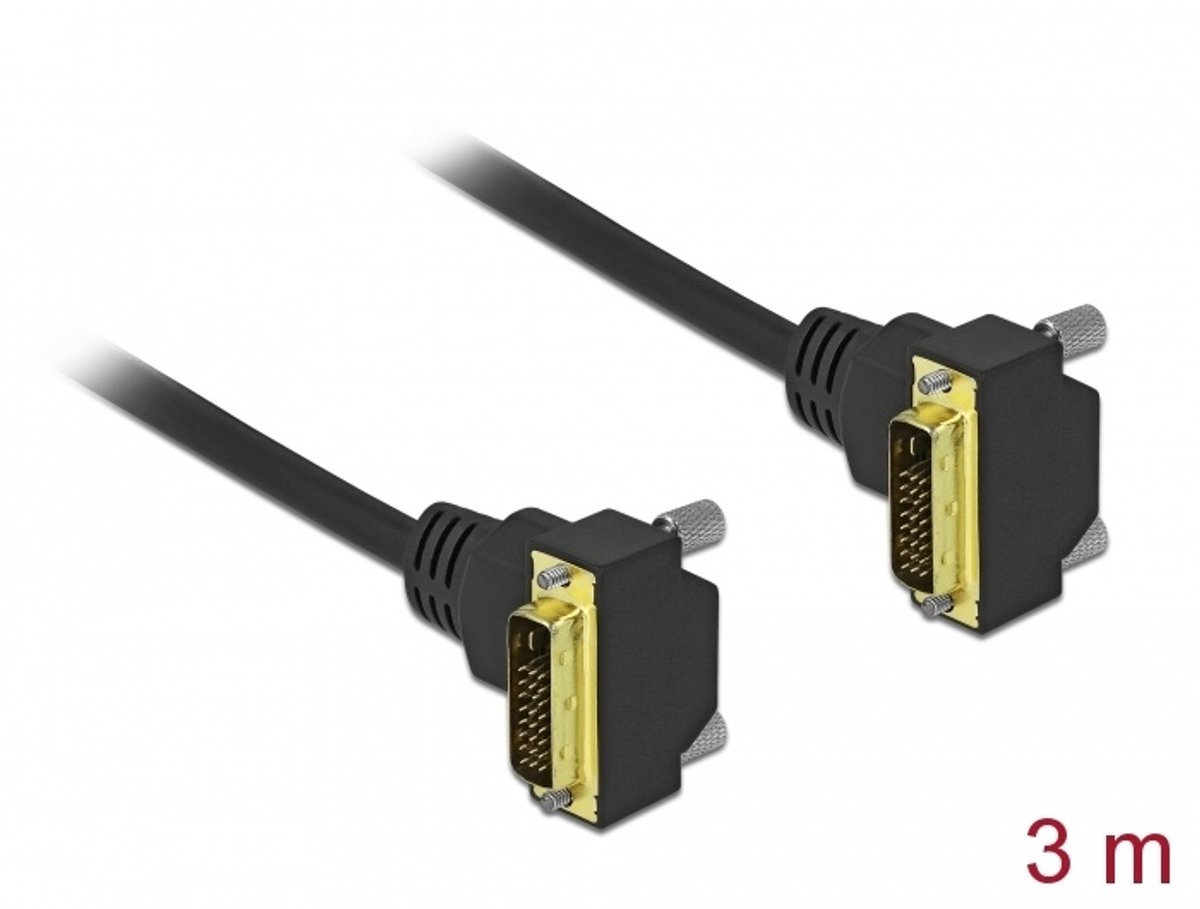 DVI -kabel 18+1 mannelijk schuin tot 18+1 mannelle hoek 3 m