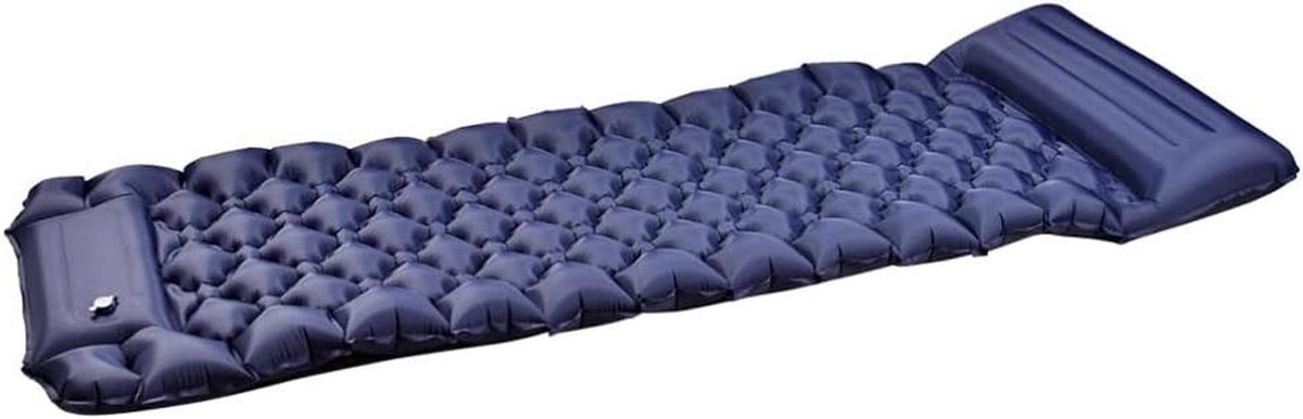 Kampeer slaapmat - Opblaasbaar luchtbed - Buiten slapen - Ingebouwde voetpomp - 190x60cm - Blauw