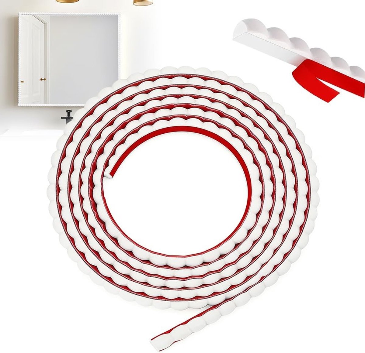 Flexibele Zelfklevende Decoratieve Moulding voor Muren en Plafonds, 3D Bead Vorm, Ideaal voor Spiegels en Wandversiering (15mm-6m)