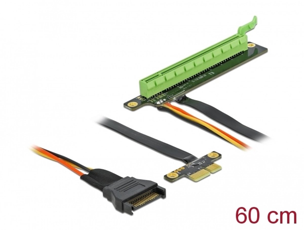 Riser -kaart PCI Express X1 tot X16 met flexibele kabel 80 cm