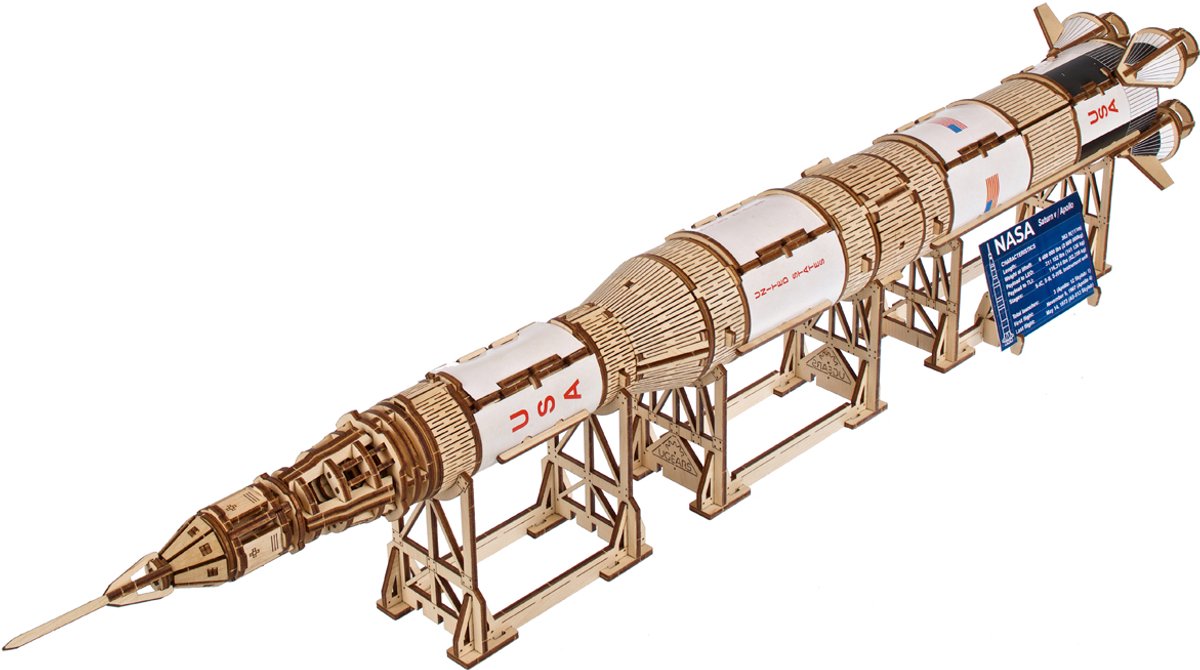 UGEARS 3D Modelbouw - Nasa Saturn V - Mechanisch Bouwpakket Hout - Educatief Speelgoed — afbeelding 11