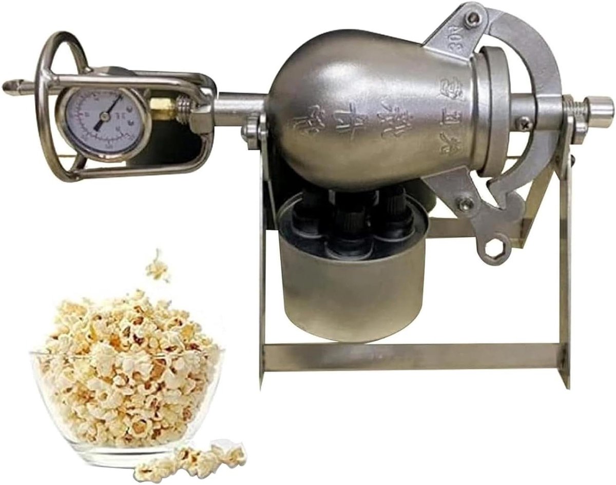 Hogedruk Popcornmachine - Traditionele Maker - Familiefeestjes Thuis - Nauwkeurige Drukmeter - 230ml Capaciteit - Vintage