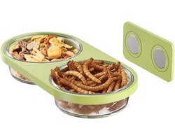Magnetische Voederplank - Voerbak Hamster - Kleine Dieren Voeren - Sterke Magnetische Zuigkracht - 2 Koppen Capaciteit - Groen