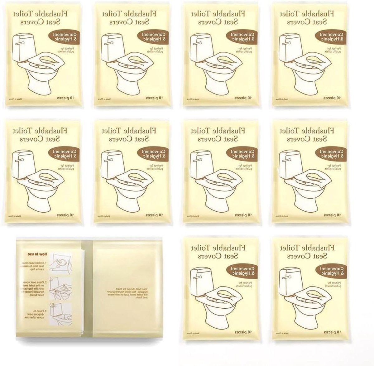 Wegwerp Toiletkussens - Toiletbrilhoezen Reis Toiletkussens - Hygiënisch Reizen - Waterdicht en Biologisch Afbreekbaar - 43 x 355 cm - Wit