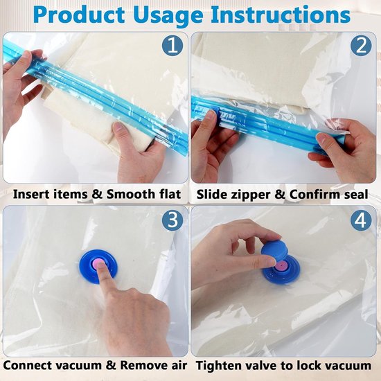 Vacuüm Opbergzakken - Compressiezakken Kleding - Ruimte Besparen - Extra Grote Sterke Zakken - 6 Stuks 100x130cm - Transparant — afbeelding 3