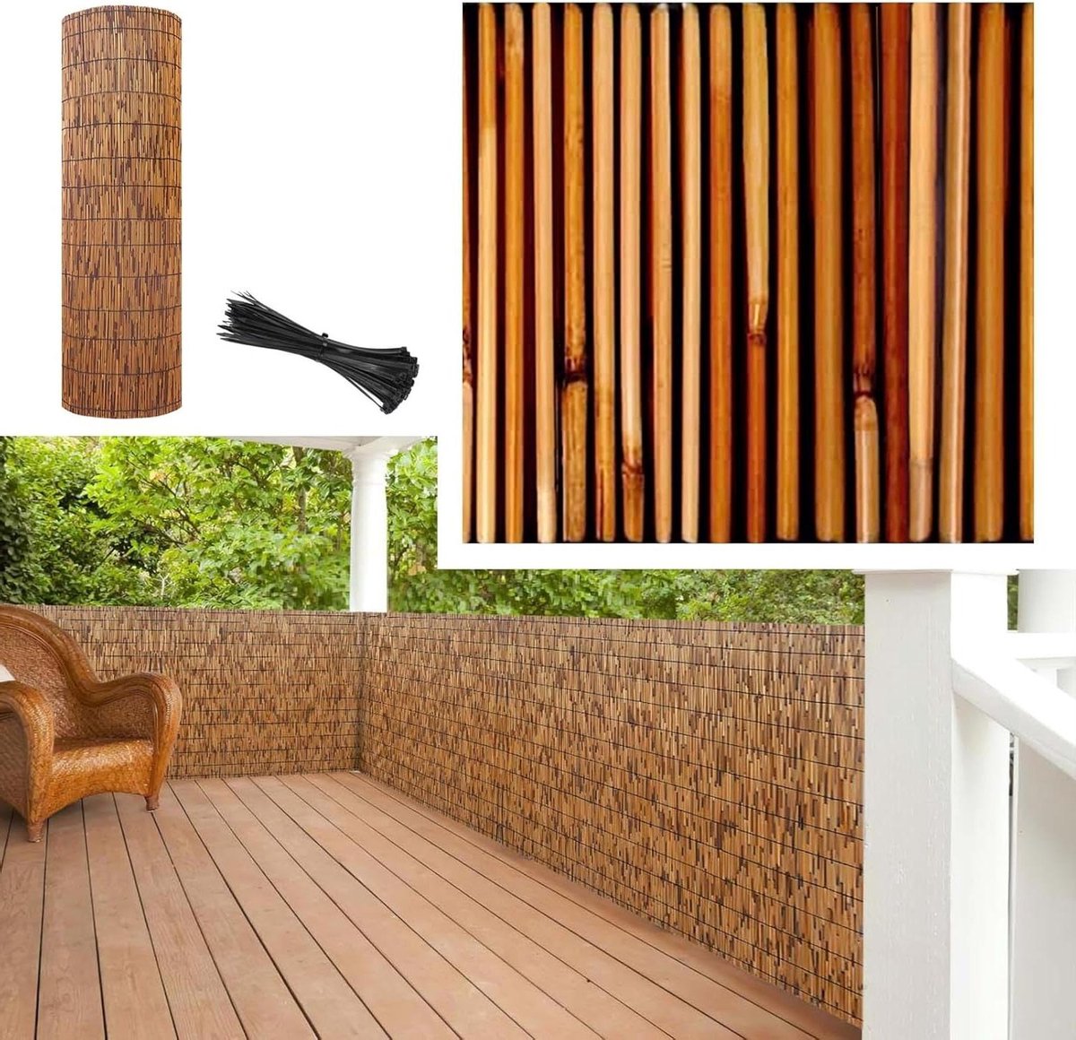 Bamboe Omheining - Tuinafscheiding - Privacy Creëren - Verstelbaar - 50 tot 140cm - Natuur