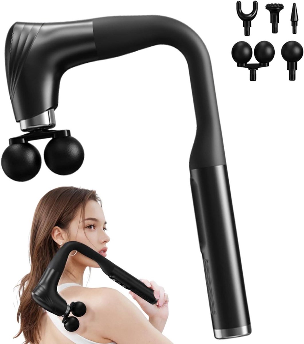 Massageapparaat Handvat - Spierontspanning Tool - Herstel Bevorderen - Dubbele Massagekoppen - 37 x 25 x 6 cm - Zwart Grijs