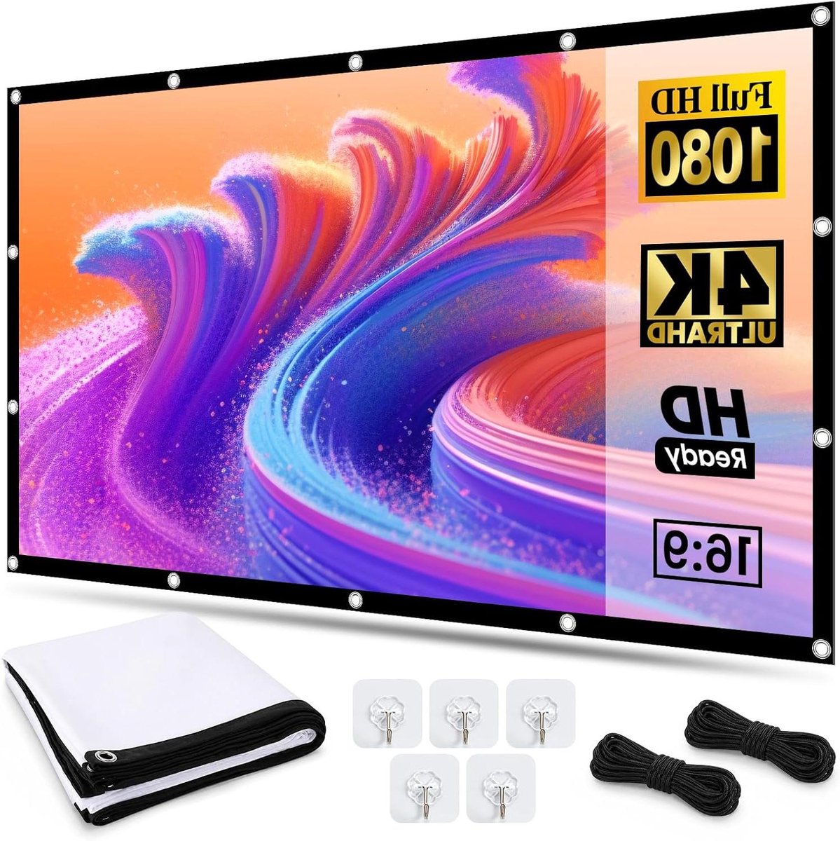 Projectiescherm - Beamer doek - Thuisbioscoop creëren - Opvouwbaar ontwerp - 120 inch - Wit