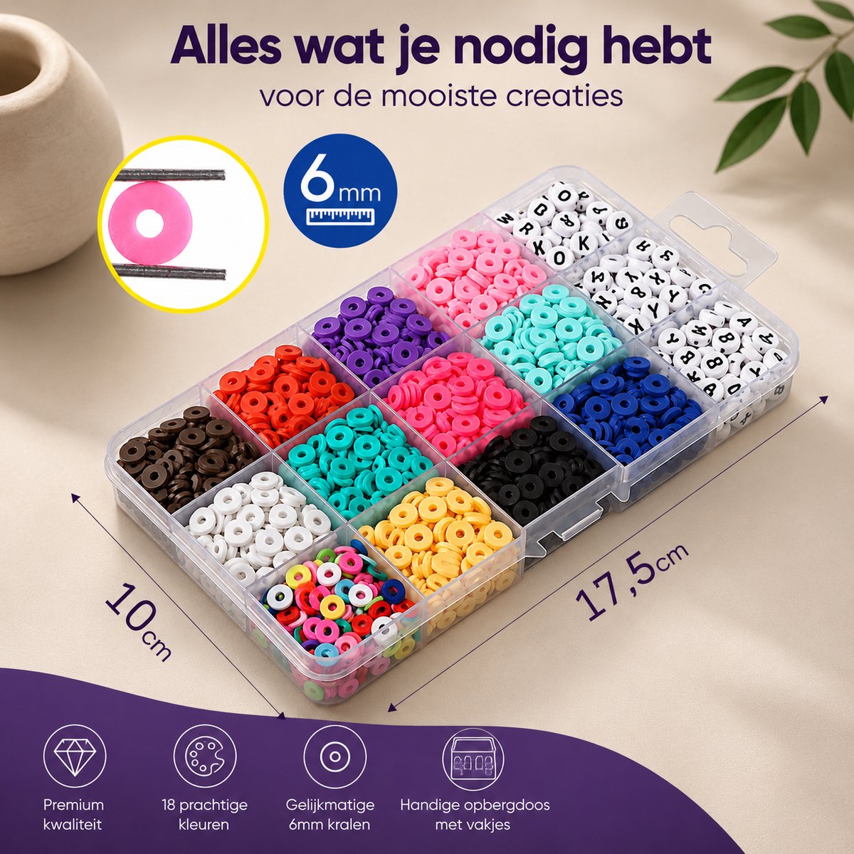 Behave Mega Kralen Pakket Deluxe — 13.375 Kralen — Glas 3 mm + Katsuki + Smileys + Klei + Letters + Rijgdraad — afbeelding 9