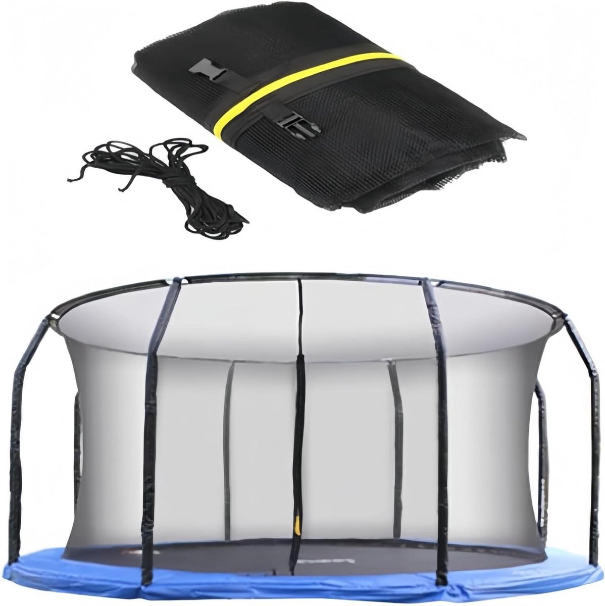 Trampoline Veiligheidsnet - Beschermnet Tuin - Veilig Springen - Dubbele Ritssluiting - 244-427 cm - Zwart