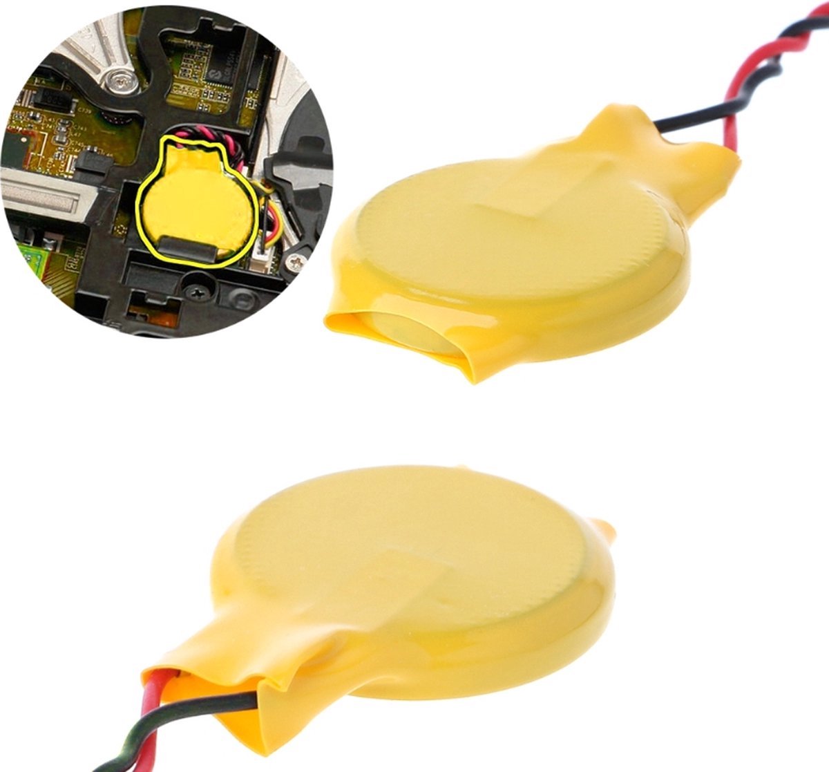 CR2032 3V Batterij voor o.a. Laptop Bios Moederbord CMOS - Met ronde plakstrip - 2 pin Connector - Per 1 stuk
