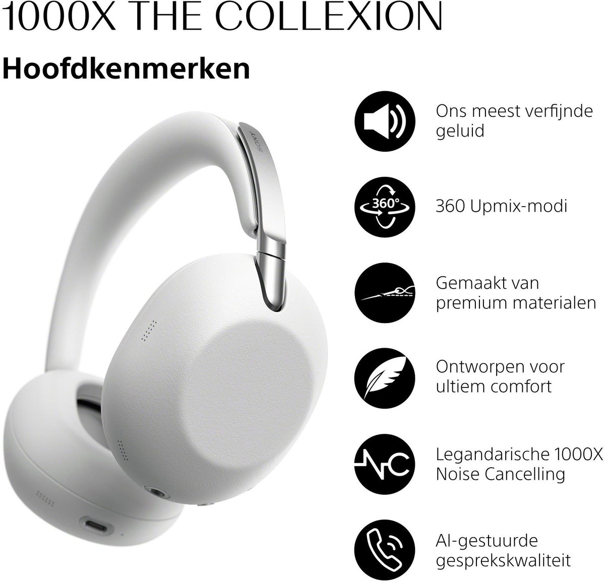 Sony 1000X THE COLLEXION – Premium draadloze koptelefoon met Noise Cancelling - Platinum — afbeelding 4