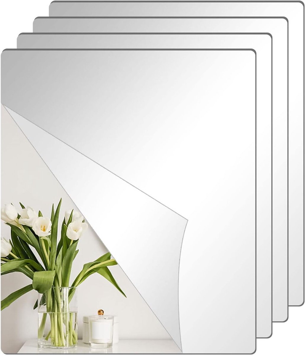 Zelfklevende Acryl Spiegel voor Wanddecoratie - Flexibele Spiegeltjes, Ronde Spiegeltjes en Spiegelt tegels voor Creatieve Interieurs
