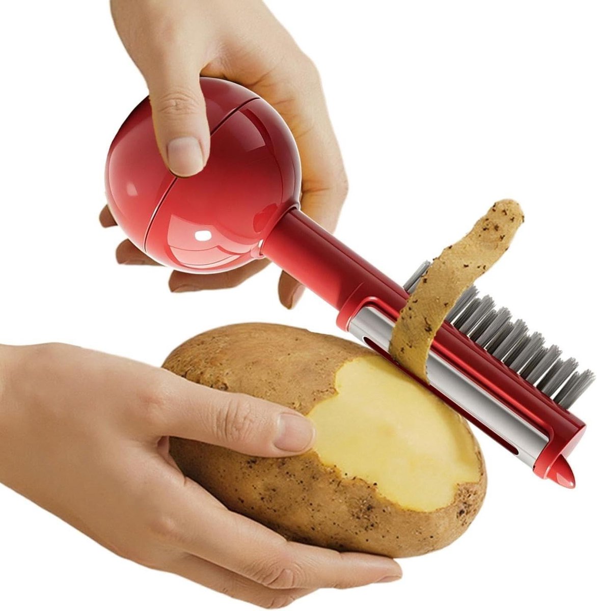 Keukenschiller - Groente Fruit - Moeiteloos Schillen - Zelfstandig Ontwerp - 12.5 cm - Rood