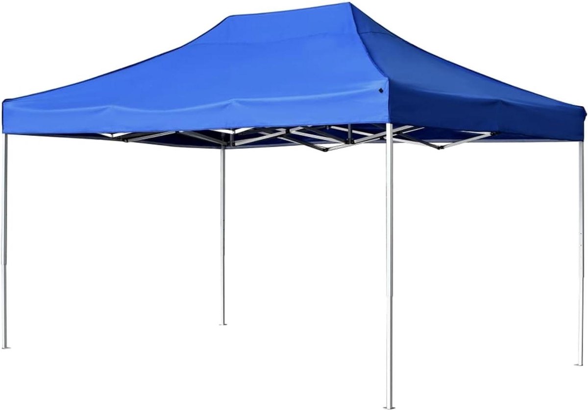 Partytent Opvouwbaar - Paviljoen Aluminium - Feestelijke Bijeenkomsten - Waterdicht Pvc Dak - 450 x 300 cm - Blauw