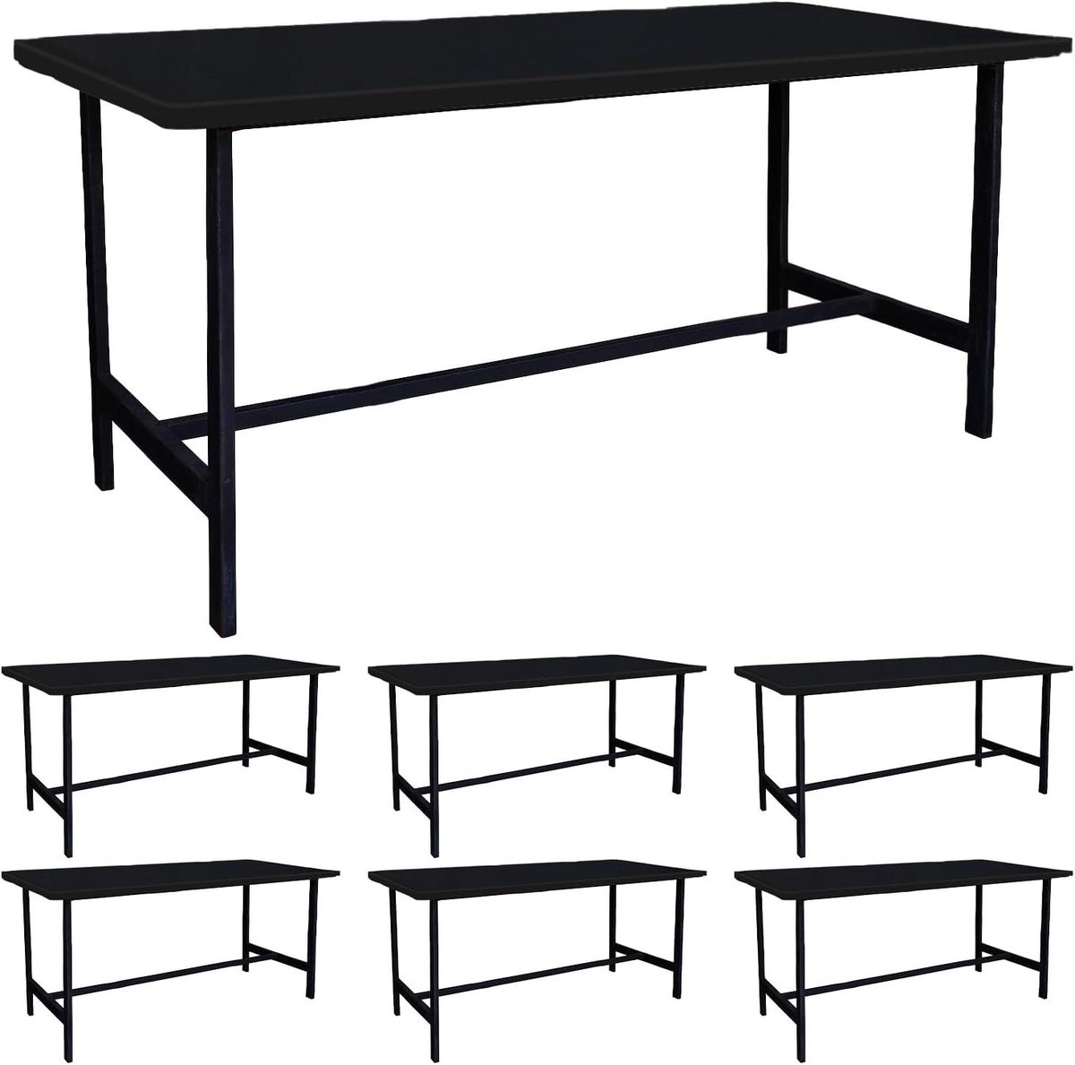 Tafelkleden - Hoezen Rechthoekig - Buiten Eten - Rekbare Pasvorm - 6 Stuks 75x182cm - Zwart